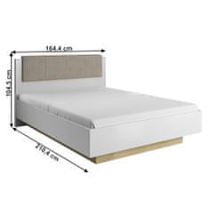 KONDELA Manželská posteľ s úložným priestorom City 160x200 cm - biela / dub grandson / biely lesk