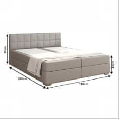 KONDELA Boxspringová manželská posteľ Ferata 180x200 cm - svetlosivá