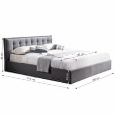 KONDELA Manželská posteľ s roštom Elsie 180x200 cm - sivá