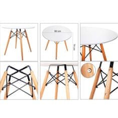 KONDELA Okrúhly jedálenský stôl Gamin New 90 cm - biela / buk
