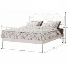 KONDELA Kovová manželská posteľ s roštom Behemoth 140 - biela