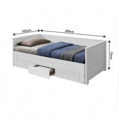 KONDELA Jednolôžková posteľ s prístelkou Goreta - biela