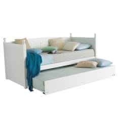 KONDELA Drevená rozkladacia posteľ s prísteľkou Glamis 90 - biela