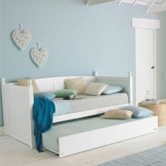 KONDELA Drevená rozkladacia posteľ s prísteľkou Glamis 90 - biela