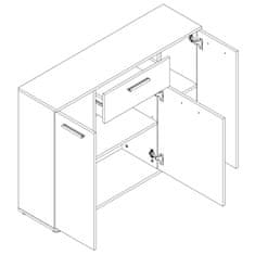 KONDELA Trojdverová komoda Noko-Singa 35 - biela