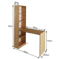 KONDELA PC stolík s regálom Jasmin - dub sonoma