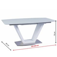 KONDELA Rozkladací jedálenský stôl Perak - biely vysoký lesk