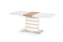 Halmar Sklenený rozkladací jedálenský stôl Toronto - biely lesk / dub zlatý