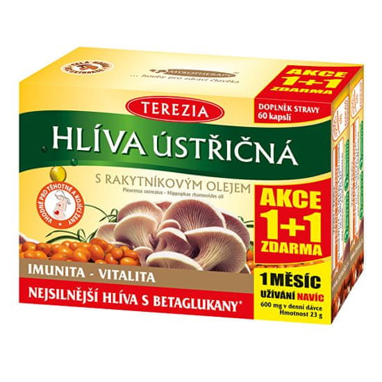 TEREZIA COMPANY Hliva ustricová sa 100% rakytníkovým olejom 60 kapsul + 60 kapsul ZDARMA