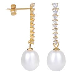 JwL Luxury Pearls Pozlátené perlové náušnice s kryštálmi JL0405