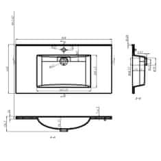 Vidaxl Vstavané umývadlo 900x460x130 mm, SMC, biele