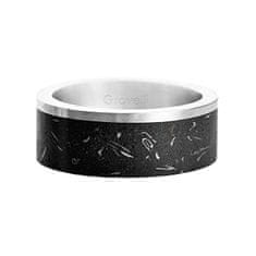 Gravelli Štýlový betónový prsteň Edge Fragments Edition oceľová / atracitová GJRUFSA002 (Obvod 63 mm)