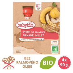 Babybio Hruška, banán, proso 4x90 g