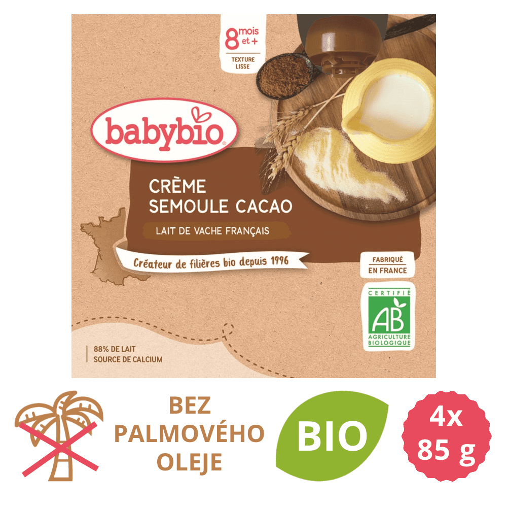 Babybio Krém, kakao, krupica 4x85 g