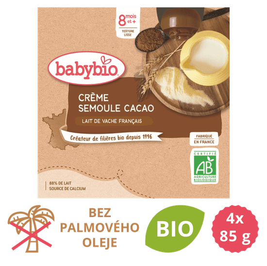 Babybio Krém, kakao, krupica 4x85 g