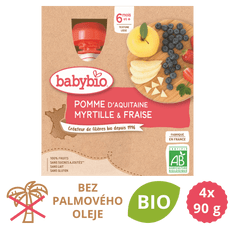 Babybio Jablko, čučoriedky, jahody 4x90 g