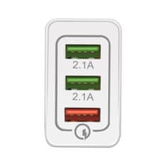 MG Fast Wall nabíjačka 3x USB QC3.0 2.1A 30W, biela