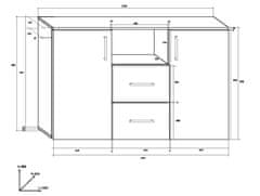 Meblocross Komoda Stella - sonoma svetlá / sonoma tmavá