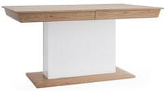 Taranko Rozkladací jedálenský stôl Aspen AS-S1 - biely vysoký lesk / dub (Grande 01)