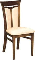 Taranko Rustikálna jedálenská stolička Krzeslo W-04 - nový orech / krémový vzor (A4 0502)