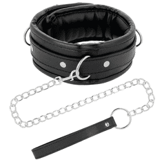 Darkness BLACK SOFT COLLAR WITH LEASH LEATHER