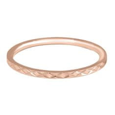 Troli Pozlátený minimalistický prsteň z ocele s jemným vzorom Rose zlaté (Obvod 62 mm)