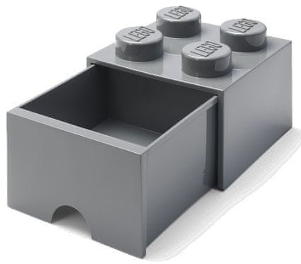 LEGO Úložný box 4 so zásuvkou tmavošedá
