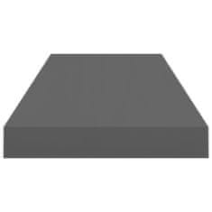 Vidaxl Plávajúca nástenná polica, lesklá sivá 60x23,5x3,8 cm, MDF
