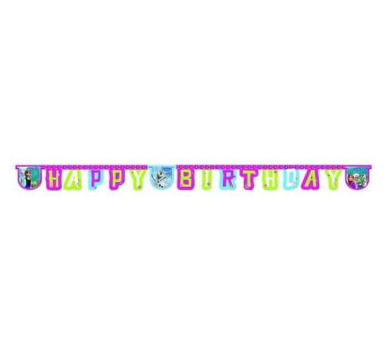 Párty girlanda - banner Frozen - narodeniny - Ľadové kráľovstvo - Happy Birthday - 215 cm