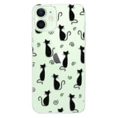 iSaprio Silikónové puzdro - Cat pattern 05 - black pre Apple iPhone 12 Mini