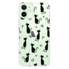 iSaprio Silikónové puzdro - Cat pattern 05 - black pre Apple iPhone 12