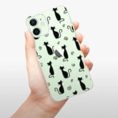 iSaprio Silikónové puzdro - Cat pattern 05 - black pre Apple iPhone 12 Mini