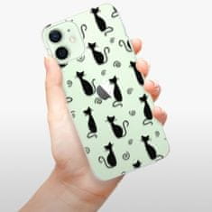 iSaprio Silikónové puzdro - Cat pattern 05 - black pre Apple iPhone 12