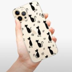 iSaprio Silikónové puzdro - Cat pattern 05 - black pre Apple iPhone 12 Pro Max