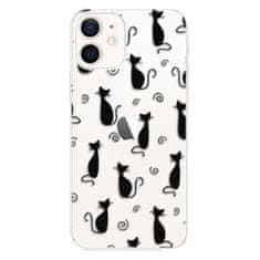 iSaprio Silikónové puzdro - Cat pattern 05 - black pre Apple iPhone 12 Mini