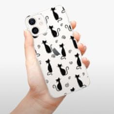 iSaprio Silikónové puzdro - Cat pattern 05 - black pre Apple iPhone 12 Mini