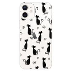 iSaprio Silikónové puzdro - Cat pattern 05 - black pre Apple iPhone 12