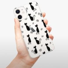 iSaprio Silikónové puzdro - Cat pattern 05 - black pre Apple iPhone 12