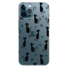 iSaprio Silikónové puzdro - Cat pattern 05 - black pre Apple iPhone 12 Pro Max