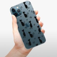 iSaprio Silikónové puzdro - Cat pattern 05 - black pre Apple iPhone 12 Pro Max