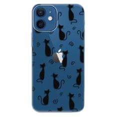 iSaprio Silikónové puzdro - Cat pattern 05 - black pre Apple iPhone 12 Mini