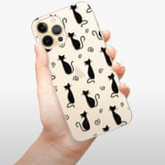 iSaprio Silikónové puzdro - Cat pattern 05 - black pre Apple iPhone 12 Pro