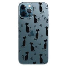 iSaprio Silikónové puzdro - Cat pattern 05 - black pre Apple iPhone 12 Pro