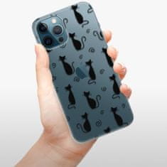 iSaprio Silikónové puzdro - Cat pattern 05 - black pre Apple iPhone 12 Pro