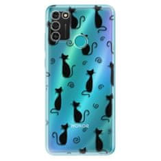 iSaprio Silikónové puzdro - Cat pattern 05 - black pre Honor 9A