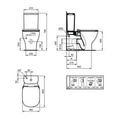 Ideal Standard Ideal Standard Tesi - Kombi klozet s AQUABLADE technológiou, Biela T008201