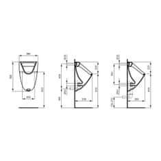 Ideal Standard IS + P 2 - Pisoár Ideal Standard s tlačným splachovaním Schell, biela/chróm