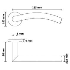Vidaxl Zakrivená rukoväť s rozetou zámku BB, nerezová oceľ