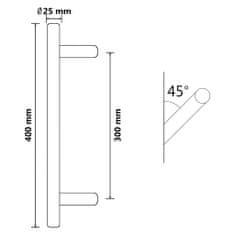 Vidaxl Madlo na dvere 400 mm nehrdzavejúca oceľ