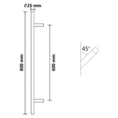 Vidaxl Madlo na dvere 800 mm nehrdzavejúca oceľ